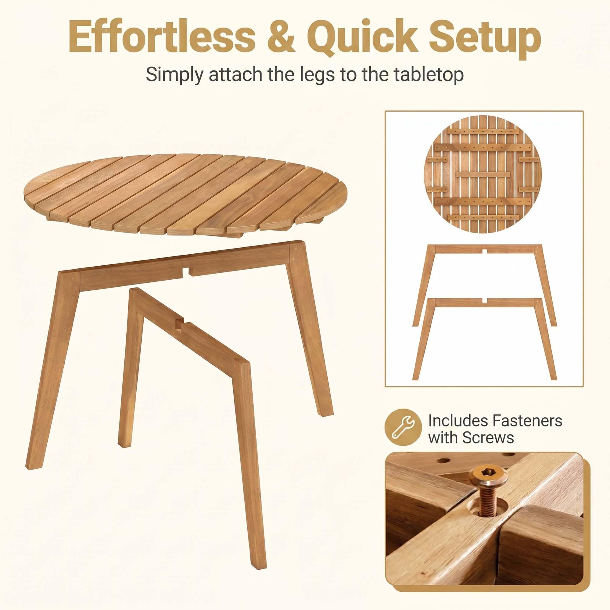 GIANTEX Table Basse Exterieur 62cm en Bois d'Acacia