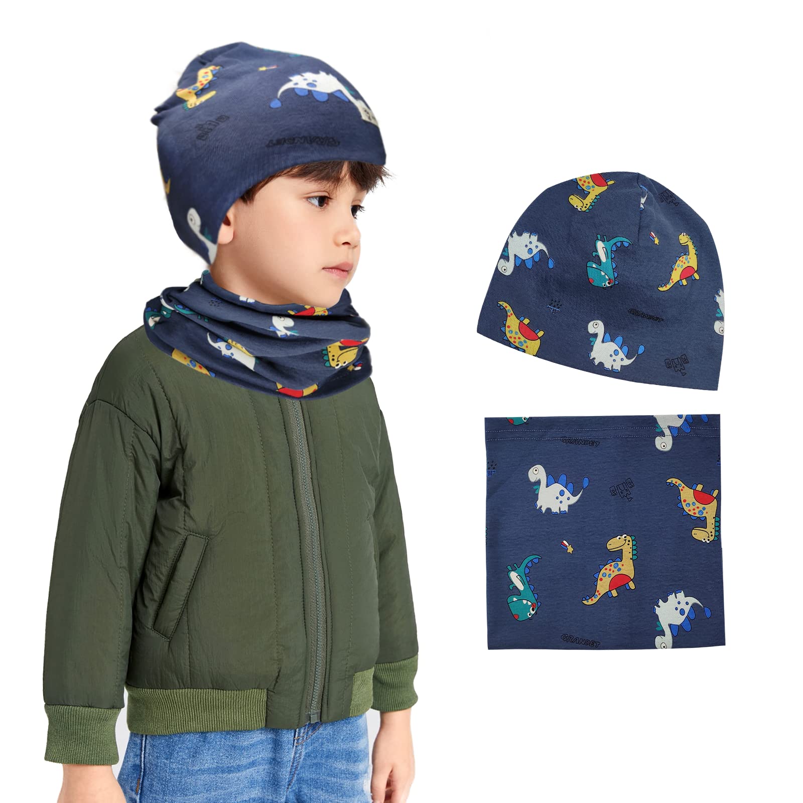 TODREMOU Gorro Invierno y Braga Cuello Niños - Gorro Beanie y Bufanda Niños, 95% Algodón Cálido Suave Cómodo Conjunto de Gorro y Bufanda para Niños de 2 a 8 Años