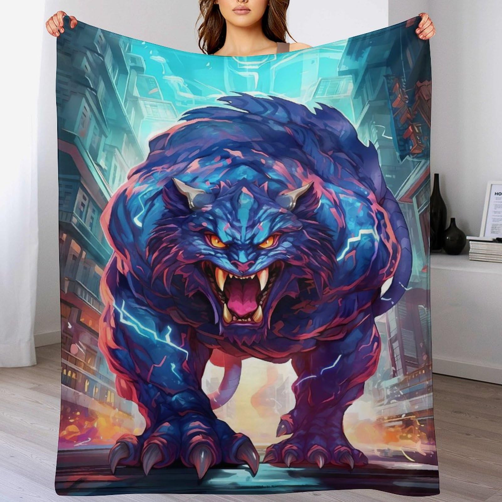 Manta de sofá de tigre supersuave y acogedora para tardes de películas en el salón