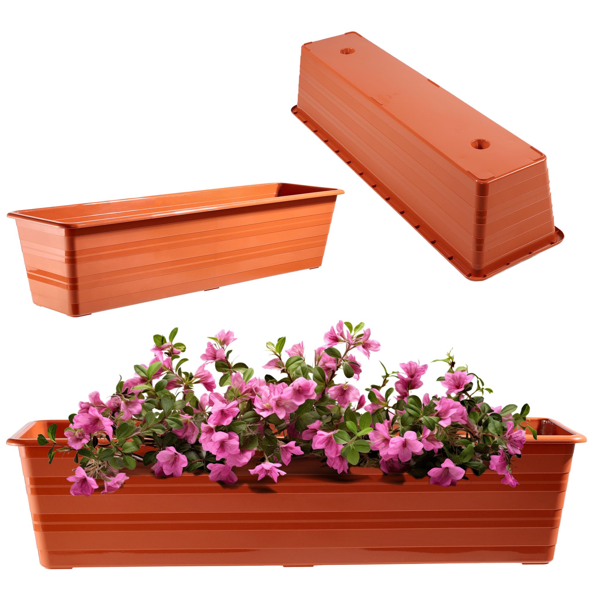 KADAX Jardinière De Balcon 50cm Anthracite - Plastique Résistant UV, Pour Fleurs Et Herbes