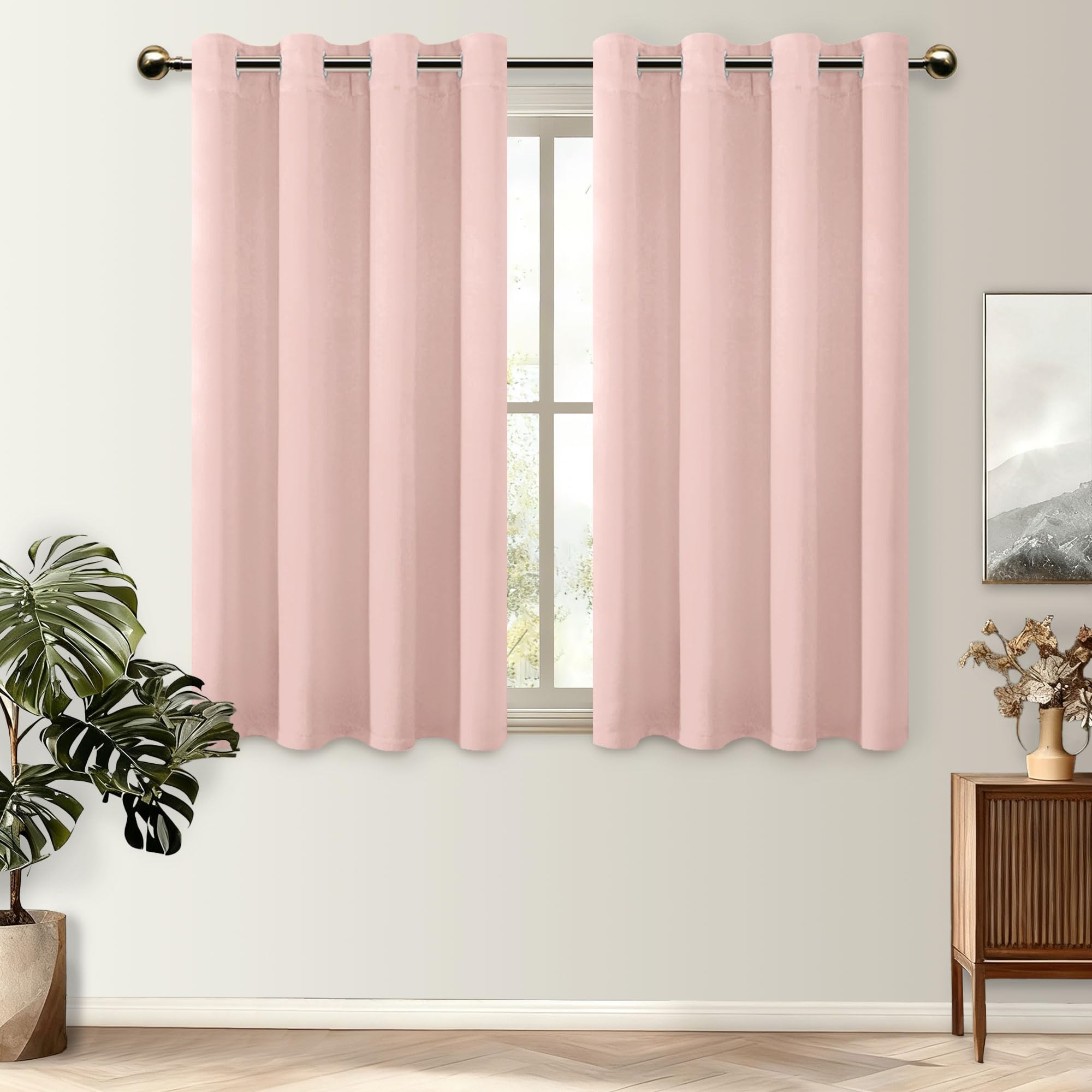 DWCN Blackout Curtains 54 Drop Thermal Eyelet Window Bedroom Curtains for Nursery 52x54 Inch Pink 2 Panels โ image 1