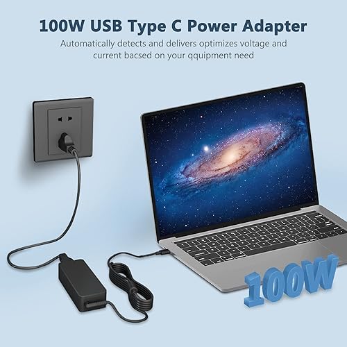 Miniatura 6 de Cargador USB C para laptop, adaptador de corriente para laptop de 100 W de CA para Lenovo, ThinkPad, HP, Asus, Acer, MacBook, MSI, Dell, Toshiba,