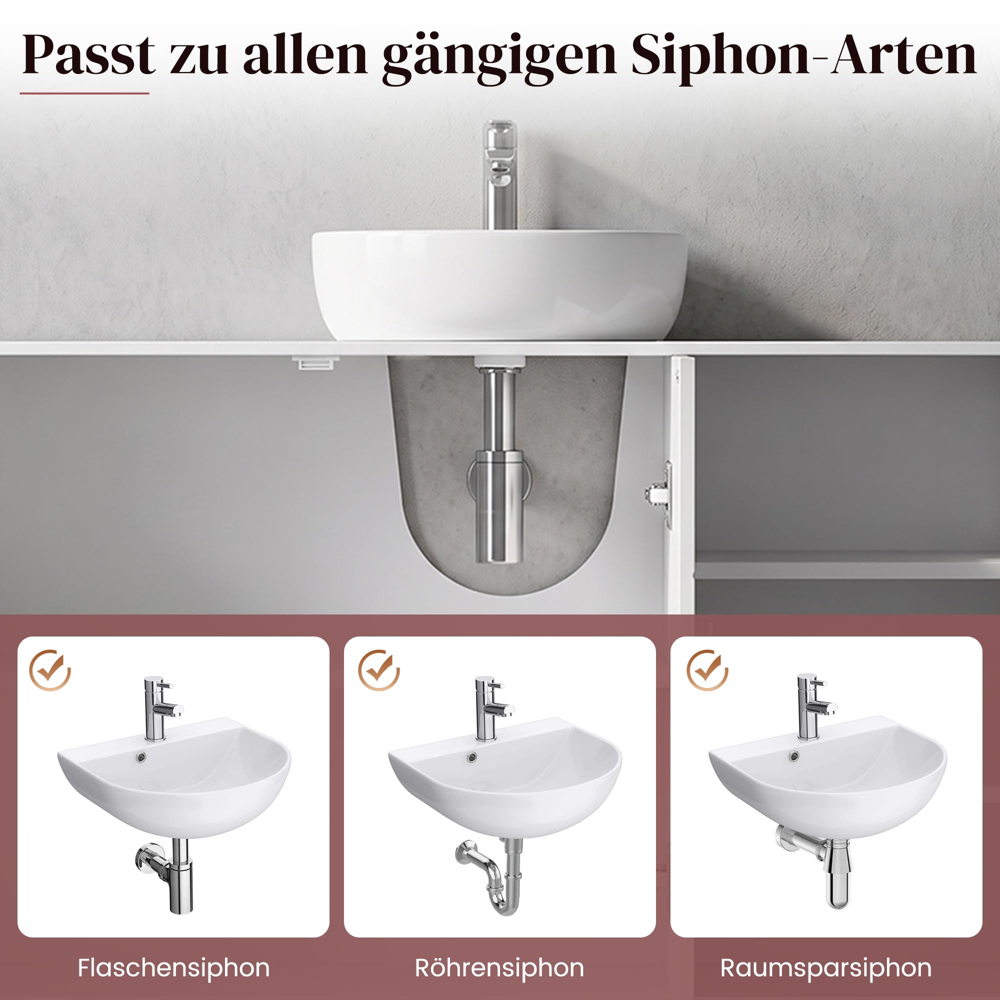 APICIZON Waschbeckenunterschrank, Badunterschrank Weiß, fürs Badezimmer