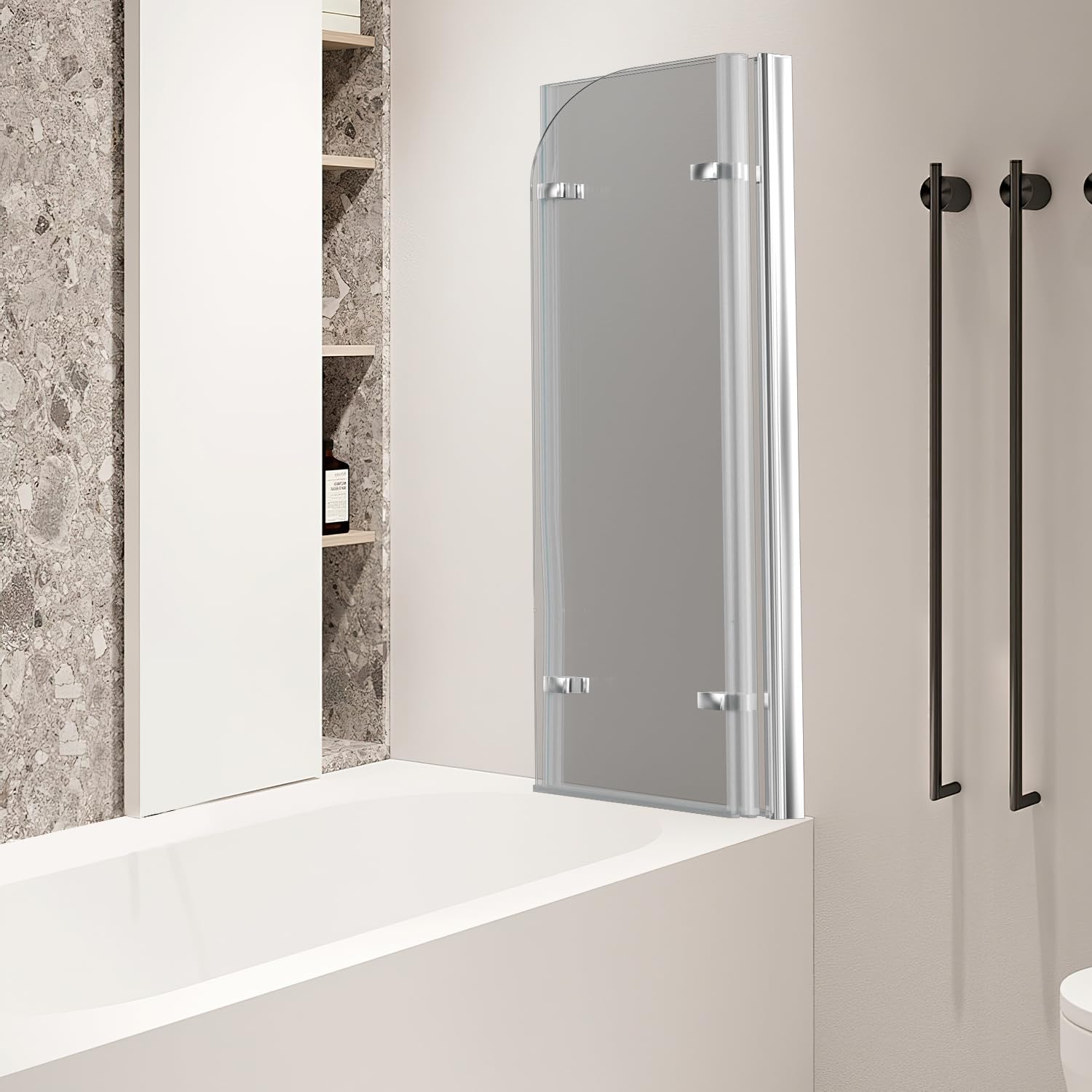 Duschwand für Badewanne 120 x 140 cm