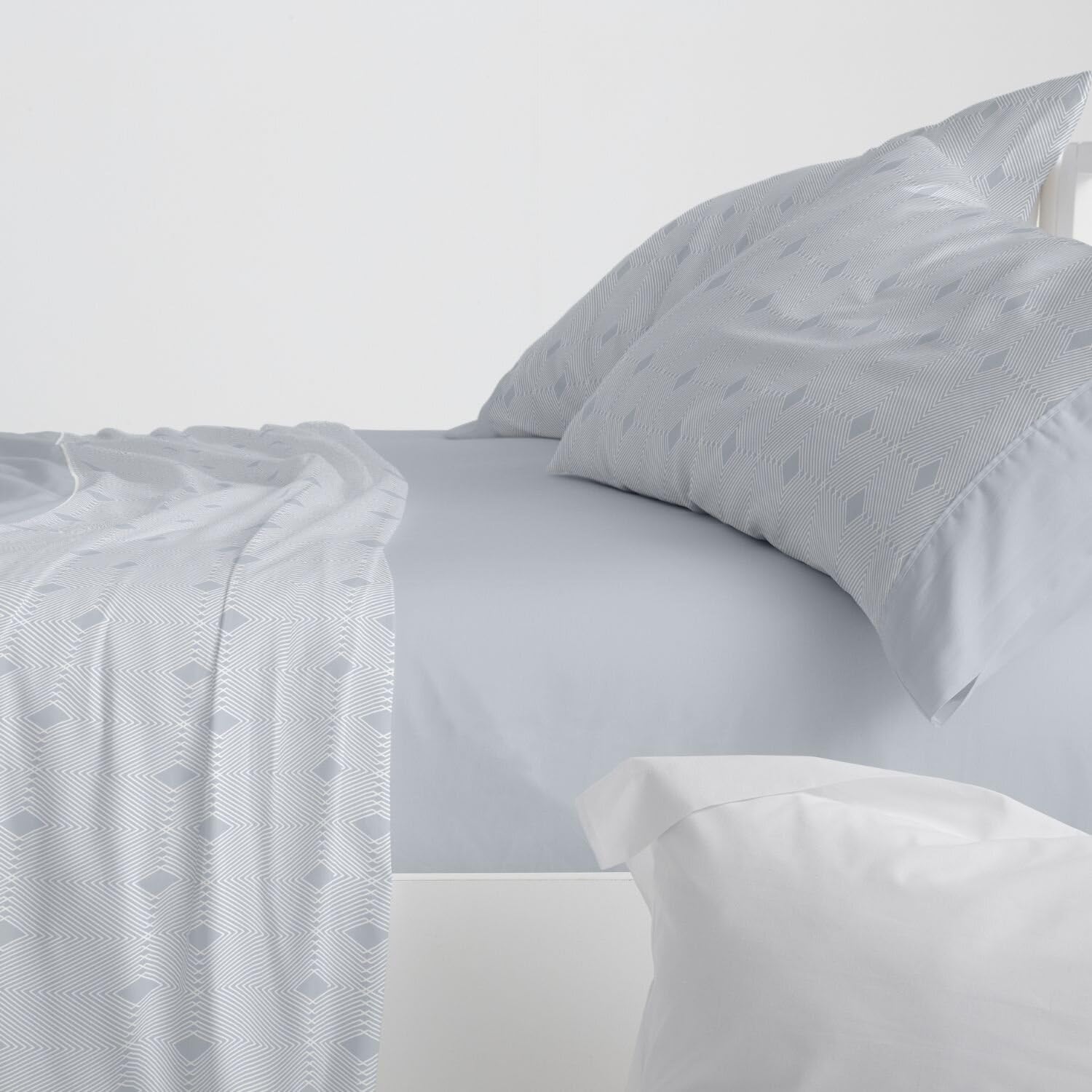 Burrito Blanco | Sábanas de Franela de algodón | Cama de 150 a 160cm. (+Medidas Disponibles) | Diseño 571 | Color Azul (150-160x190/200cm.)