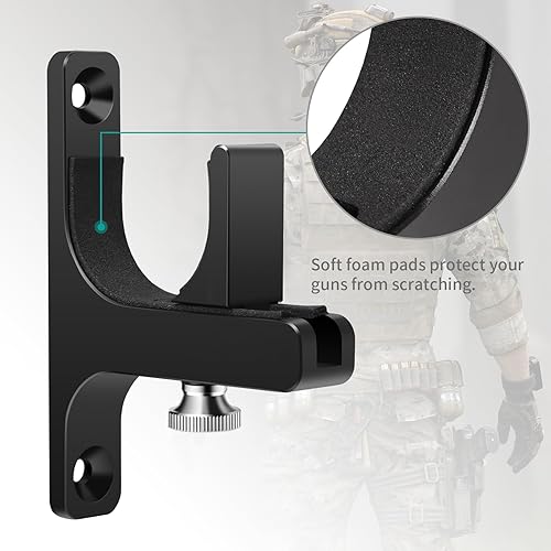 Miniatura 5 de UBASTER Soporte de pared ajustable para pistola para rifles resistentes, escopetas, arco, perchas para exhibición de pared