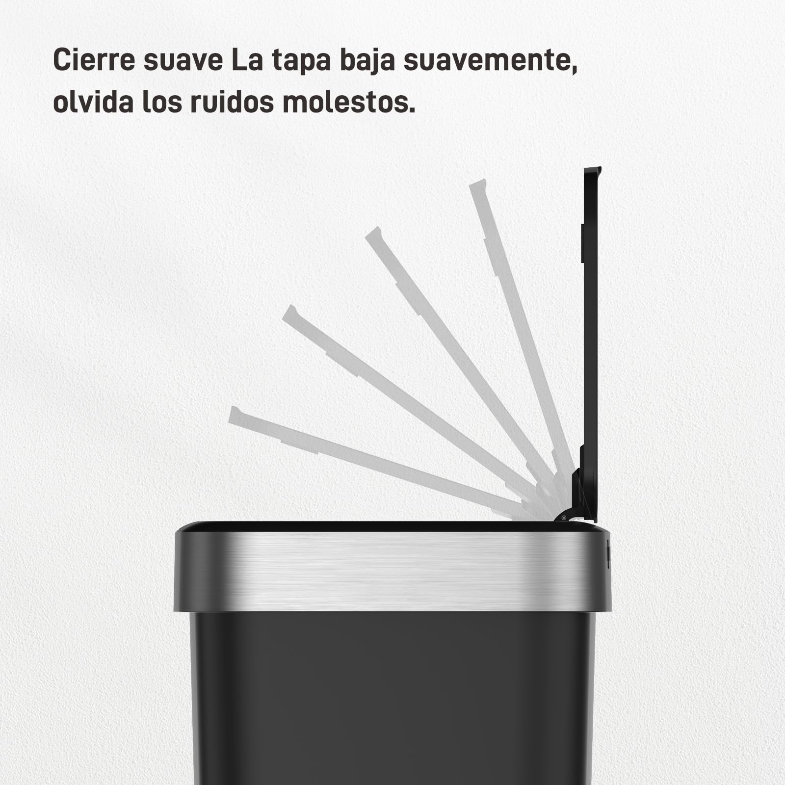 EKO | Cubo de Basura Cocina 50L con Sensor Automático y Cierre Suave | Papelera Negra a Pilas | Acabado Antihuella, Base Antideslizante y Soporte para Bolsa | Diseño Moderno y Silencioso