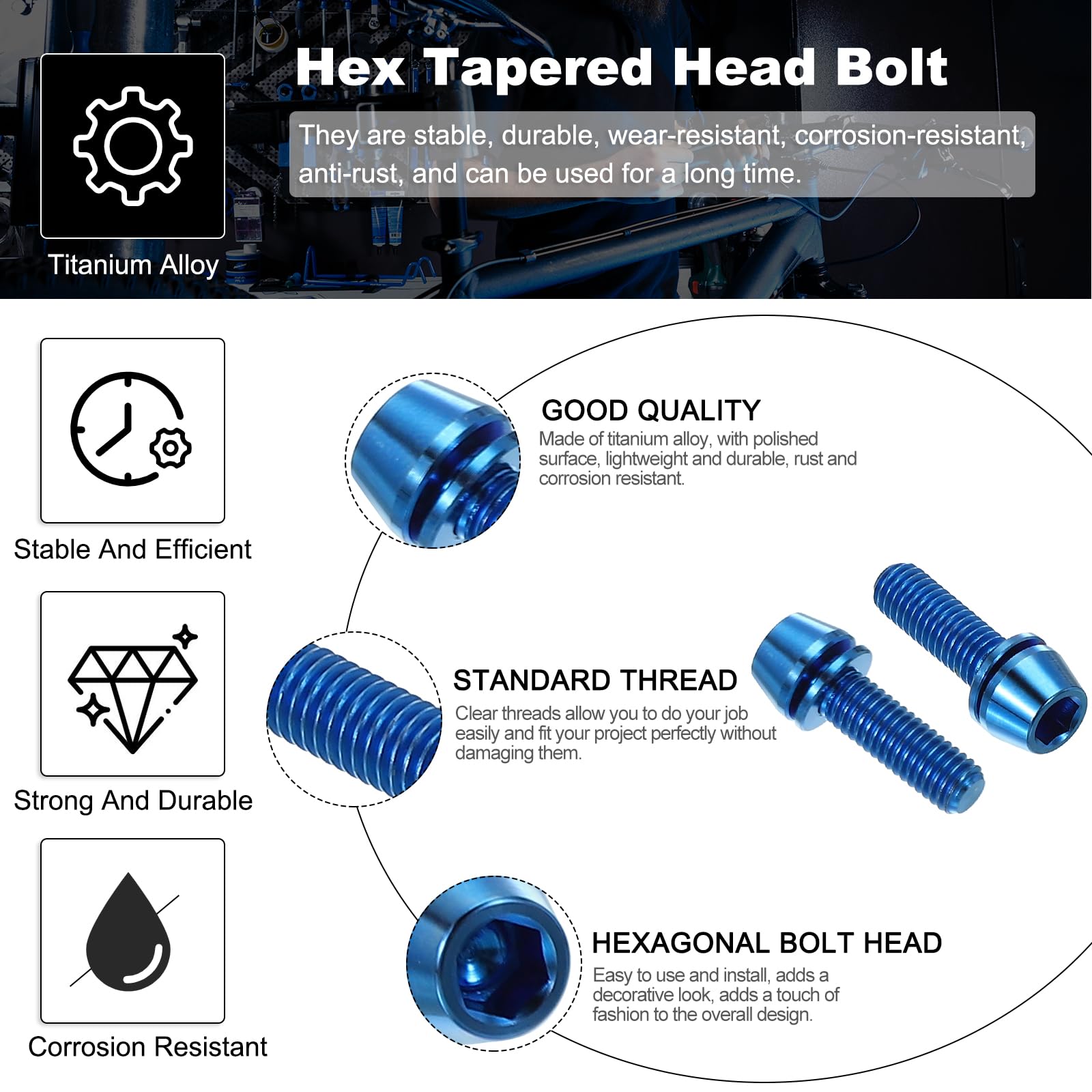 PATIKIL M5x16mm Titanium Bicycle Stem Bolt - Image 3