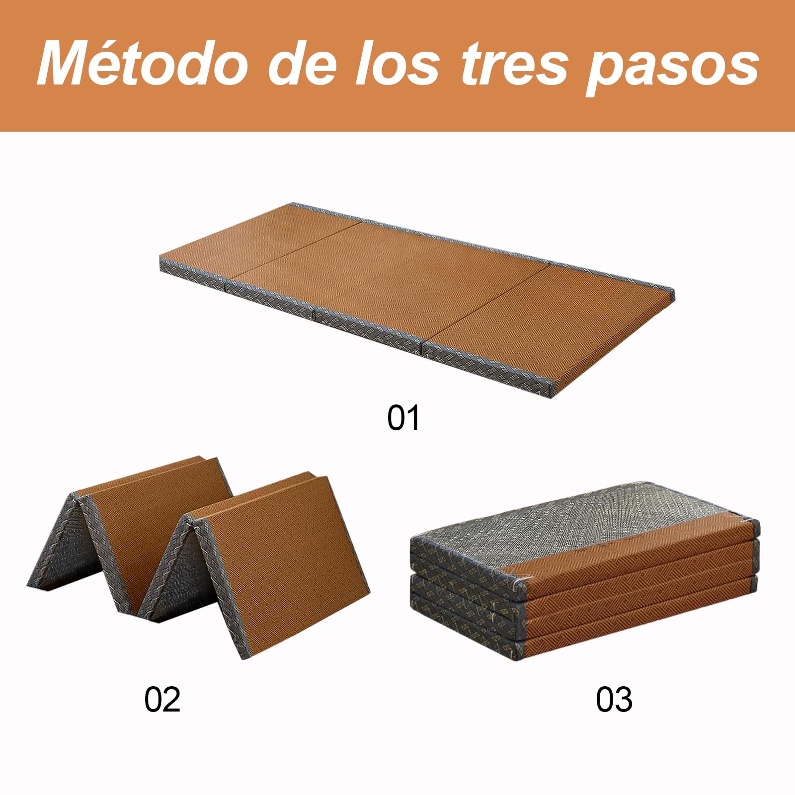 Tapete de Tatami Tradicional Japonés,Firme y Cómodo,Colchón de Tatami Japonés Tradicional Fibra de Coco,Colchón de Futón con Fibra de Coco,para Meditación,Yoga,Zen(Size: 100×200×3.5cm)