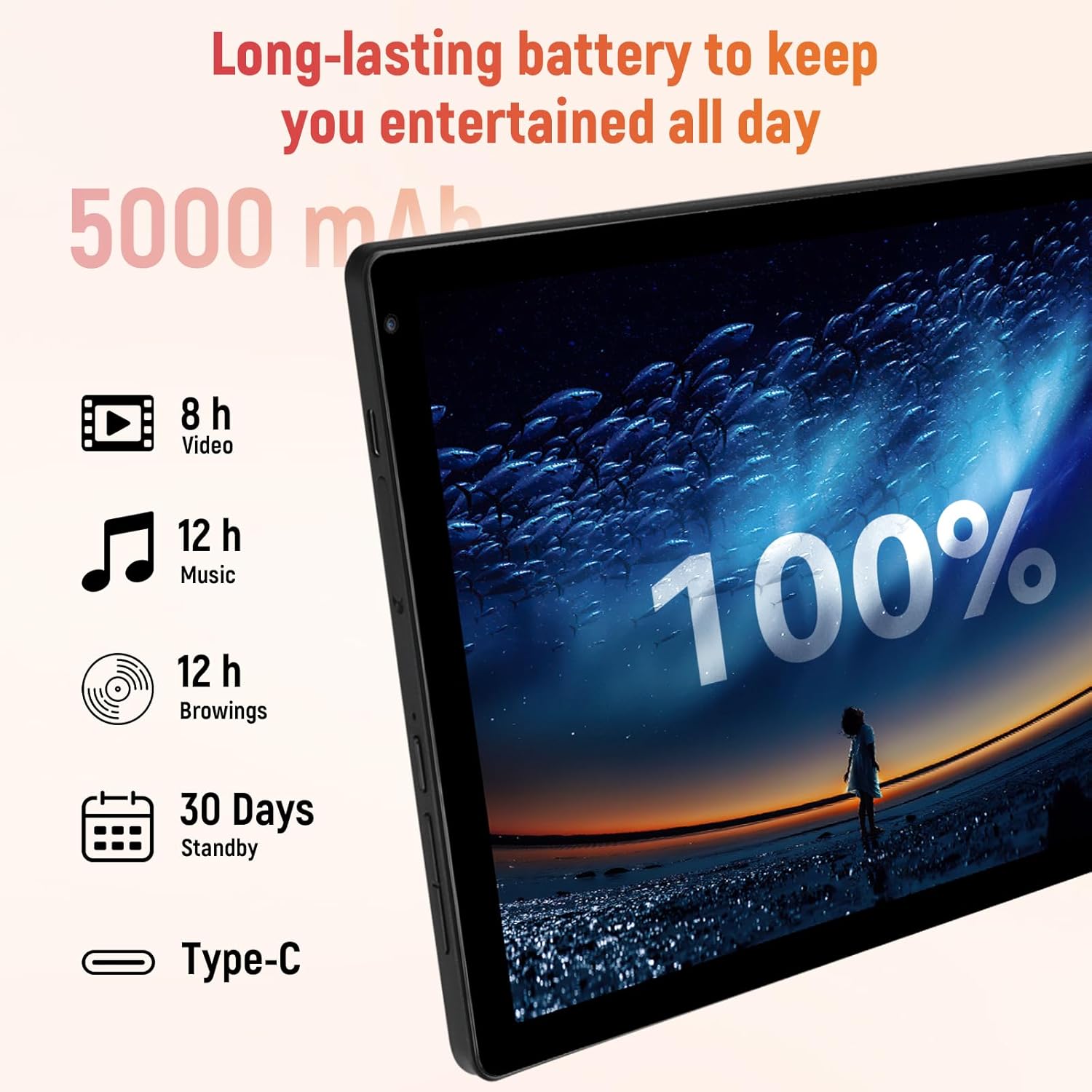 Tablet, 10.36 inch Android 14 Tablet with Octa-core Processor 16GB RAM 128GB ROM 1TB Expansion, HD IPS Touchscreen, WiFi 6, BT 5.3, Dual Camera, Tablets 2025 - Image 4