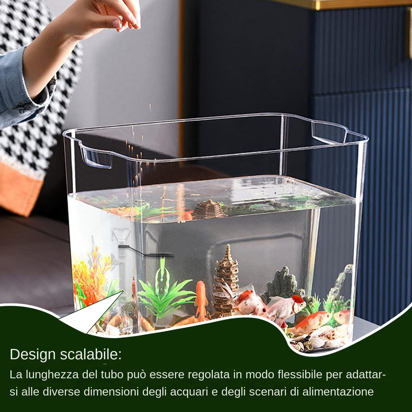 Mangiatoia per acquario Tubo di alimentazione telescopico Dispenser Contagocce per alimenti direzionale trasparente