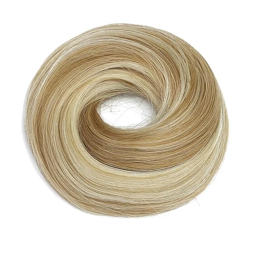 Miniatura 5 de KETHBE Extensiones de pelo sintético corto para cola de caballo, banda elástica de goma para mujeres (CZ-rubio fresa, mezcla de rubio)