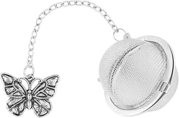 UPware Butterfly Tea Ball Infuser, 2 Inch Mesh Tea Strainer, 18/8 Stainless Steel with Zinc Alloy Butterfly Charm for Loose Leaf Tea, Silver