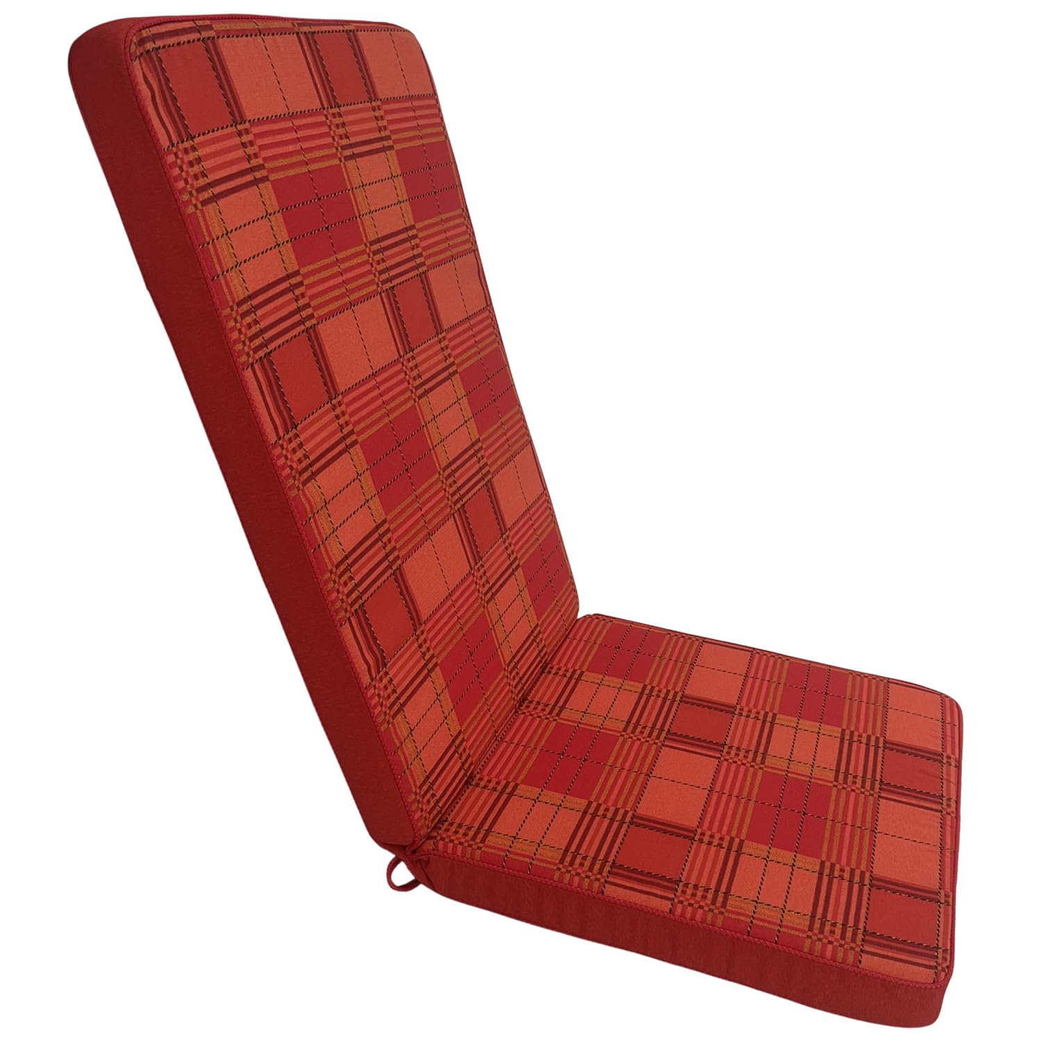 Marvin Cuscino per Poltrona Sedia Sdraio Relax RIO da Giardino Esterno Tessuto Cotone Imbottito Reclinabile Sfoderabile (Rosso Scozzese, Alto)