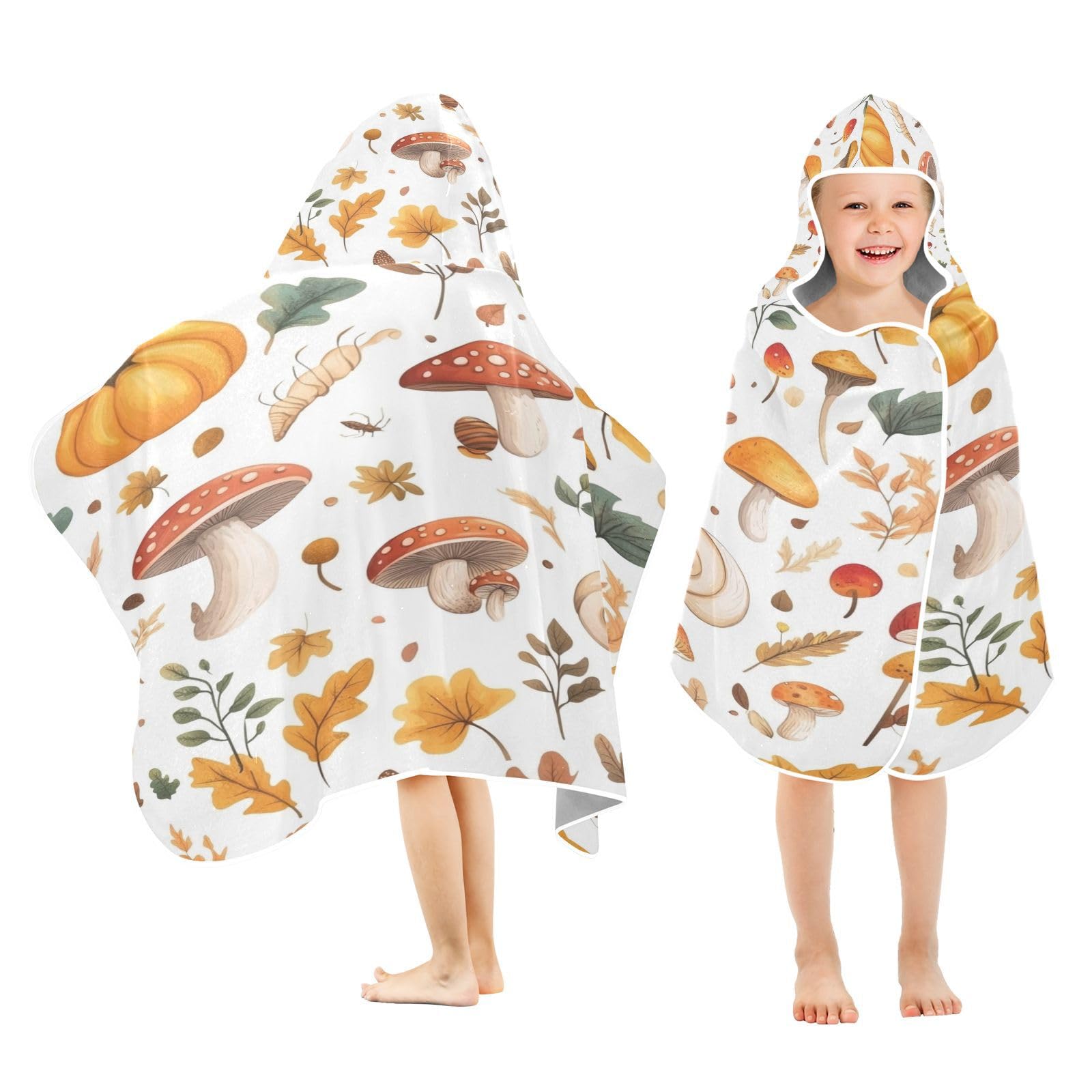 Kigai Snails Mushroom Hooded Beach Towel for Kids Soft Absorbent Quick Dry Bath Towel with Hood Lightweight Toddler Shower Pool Bath Wrap for Boys Girls