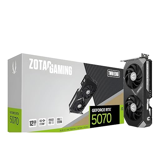 ZOTAC Gaming GeForce RTX 5070 Twin Edge Graphics Card - Black | 12 GB | DLSS 4 | GDDR7 | 192 bit | IceStorm 2.0 Advanced Cooling | Dual Fan | SFF Ready | Metal Backplate | ZT-B50700E-10P