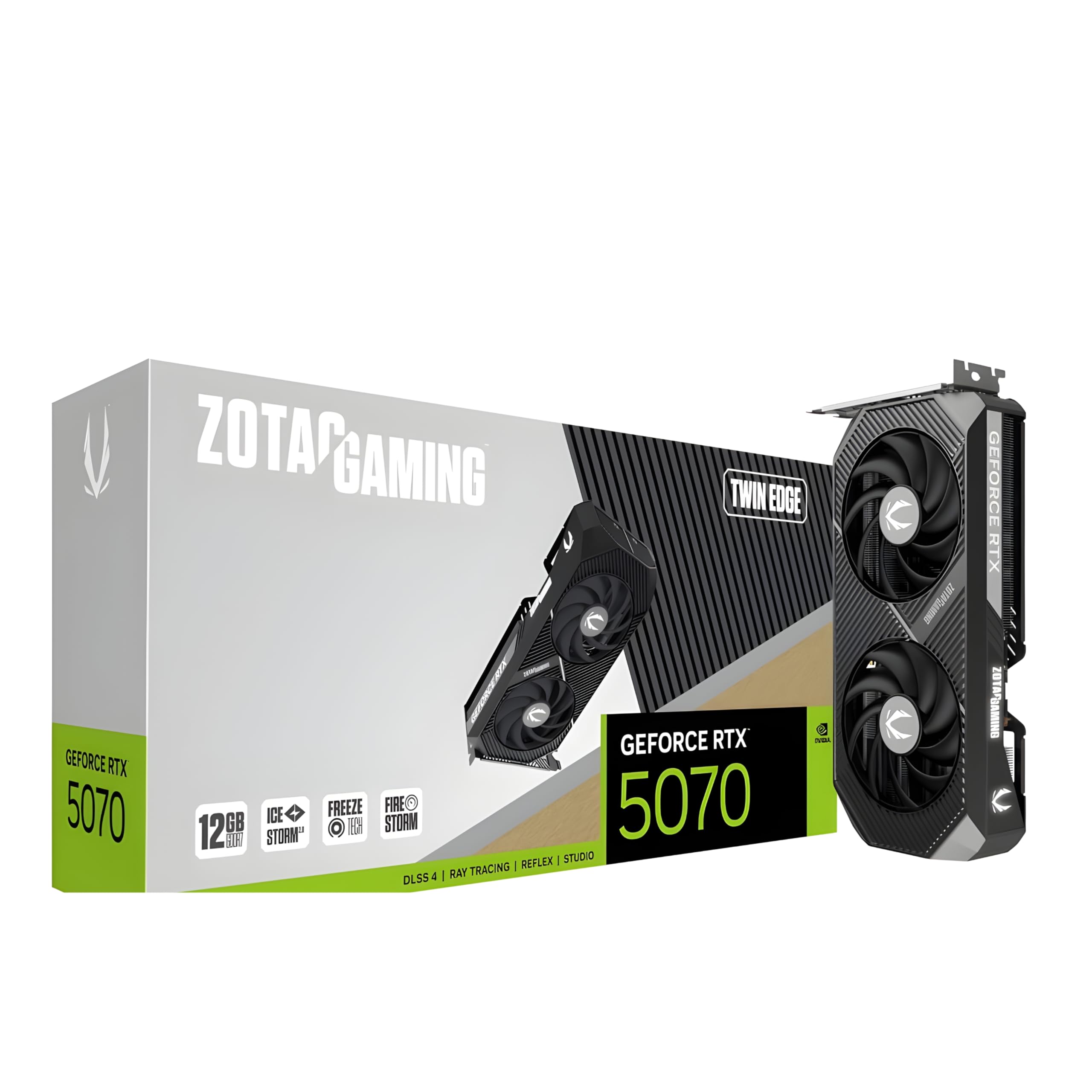 ZOTAC Gaming GeForce RTX 5070 Twin Edge Graphics Card - Black | 12 GB | DLSS 4 | GDDR7 | 192 bit | IceStorm 2.0 Advanced Cooling | Dual Fan | SFF Ready | Metal Backplate | ZT-B50700E-10P