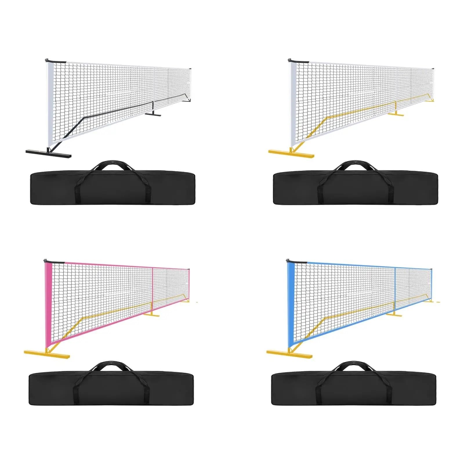Rete da pickleball Set di rete da pickleball portatile con supporto in metallo, tennis staccabile 22 piedi for campo, vialetto, prato, gioco al chiuso e all'aperto