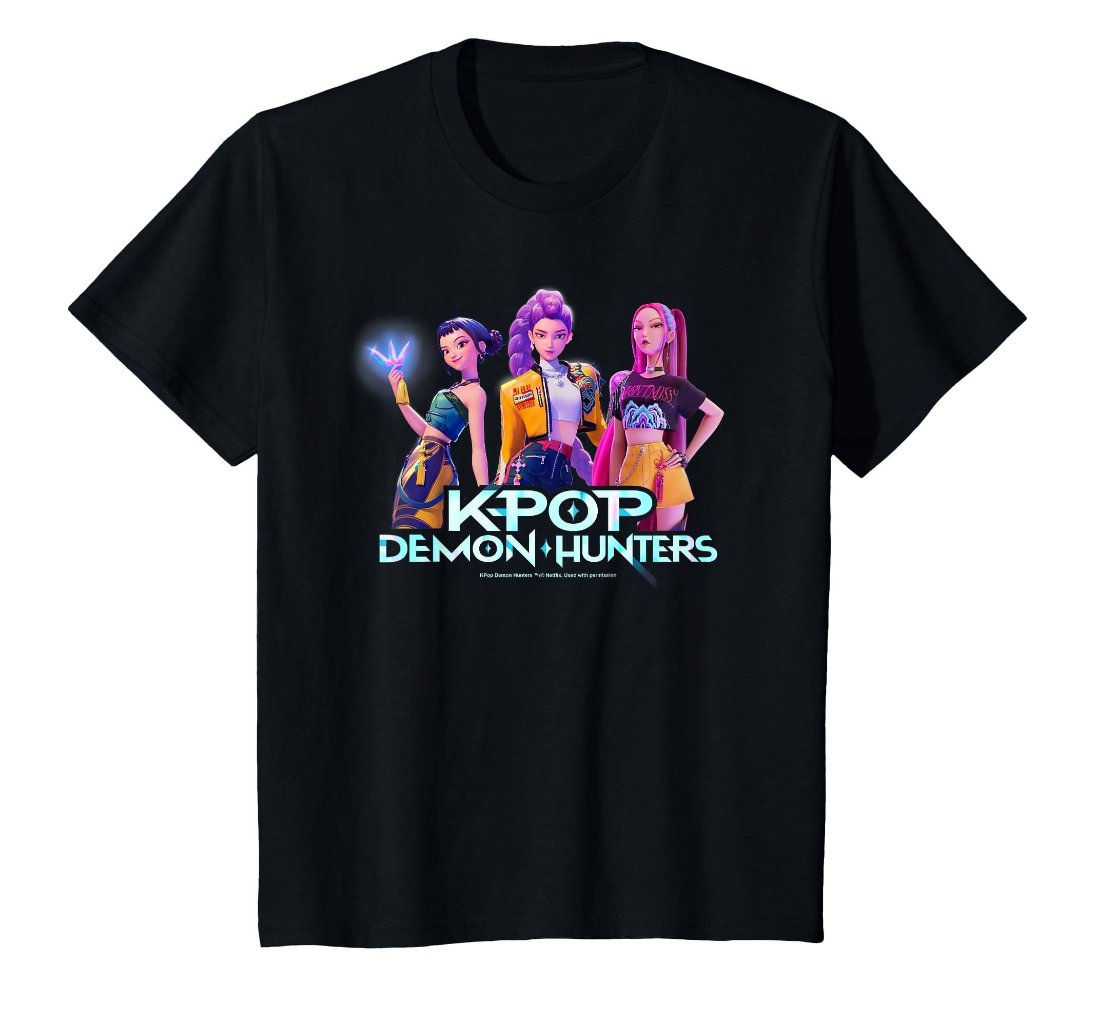 T-shirt Demon Hunters Huntrix Logo - Merch Kpop Unisexe Streetwear En Coton 100% - Col Rond Manches Courtes - 9