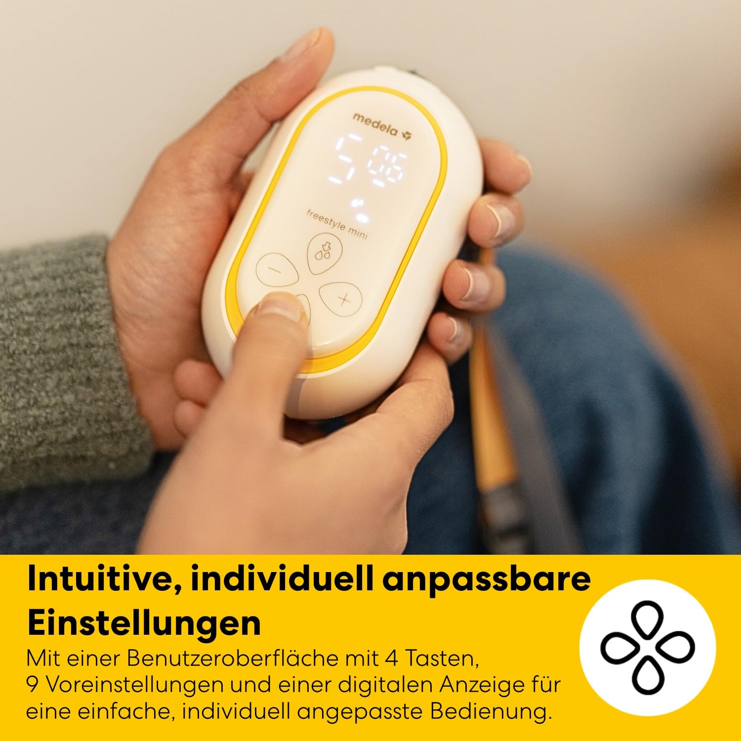 Medela Freestyle Mini Classic Doppelmilchpumpe mit wiederaufladbarem Akku.