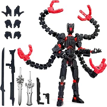 5.5in Action Figures 13 model Articulated 3D Printed Robot Toy,Black Red