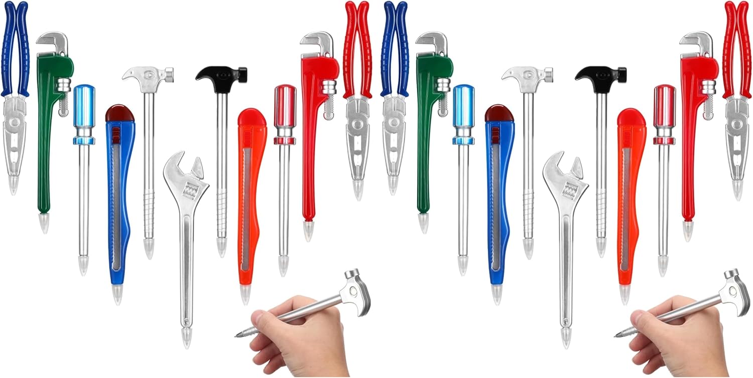 NUOBESTY Novelty Tool Pens Set: 11pcs Repair Tools Shaped Writing Ballpoint Pens Black Ink Hardware Shaped Pens for School Stationary Office Supplies (Pack of 2)