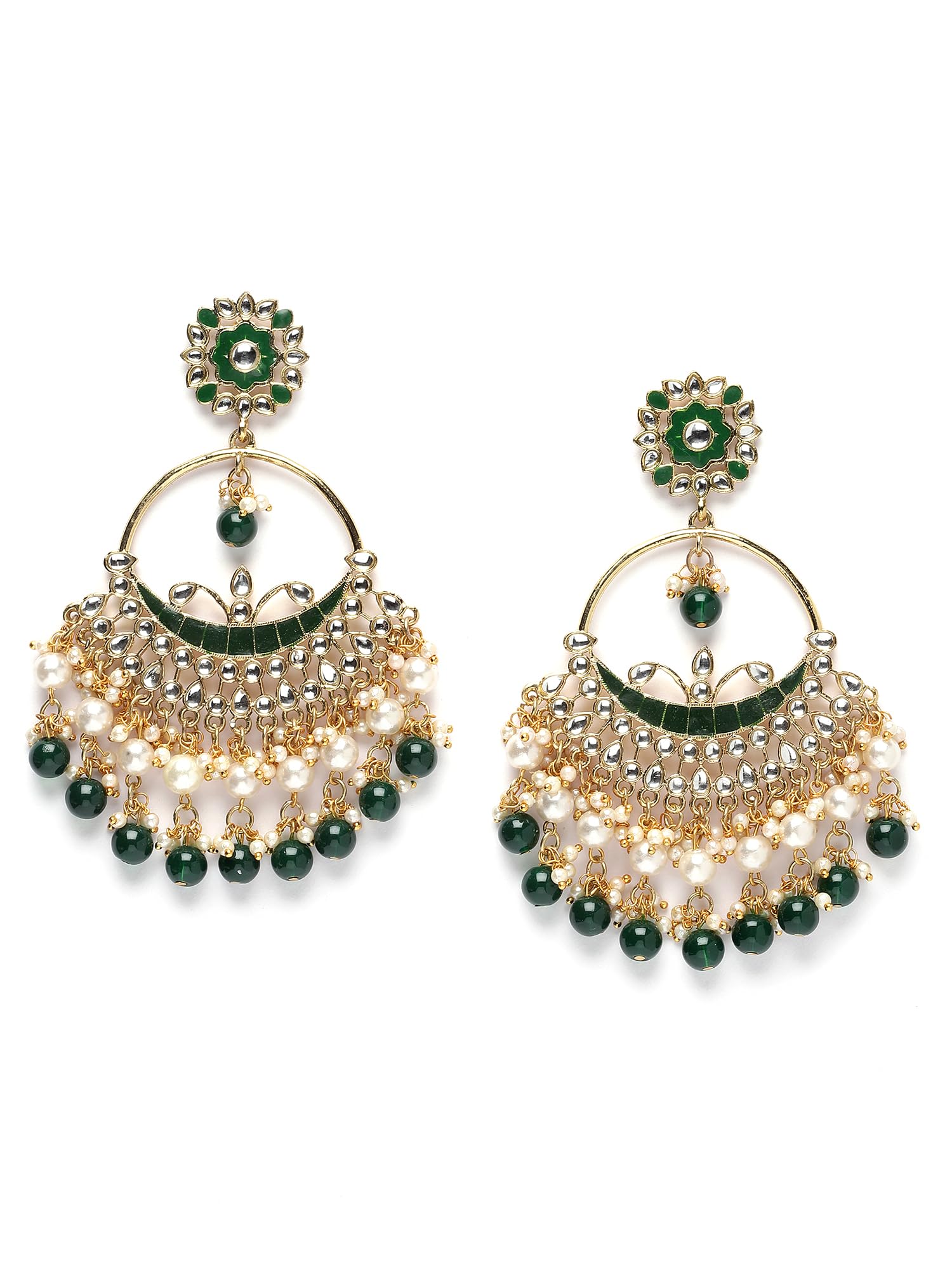 Karatcart Gold Plated Green Beads and Pearl Kundan Chandbali Earrings for Women (B0CHZ1S56F) Amazon Price History, Amazon Price Tracker