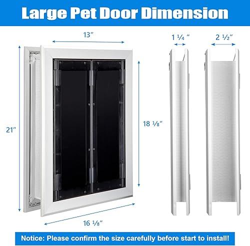 Miniatura 2 de Puerta de aluminio para mascotas con paneles, puerta duradera para perros con solapas magnéticas de cierre automático, panel deslizante y 4