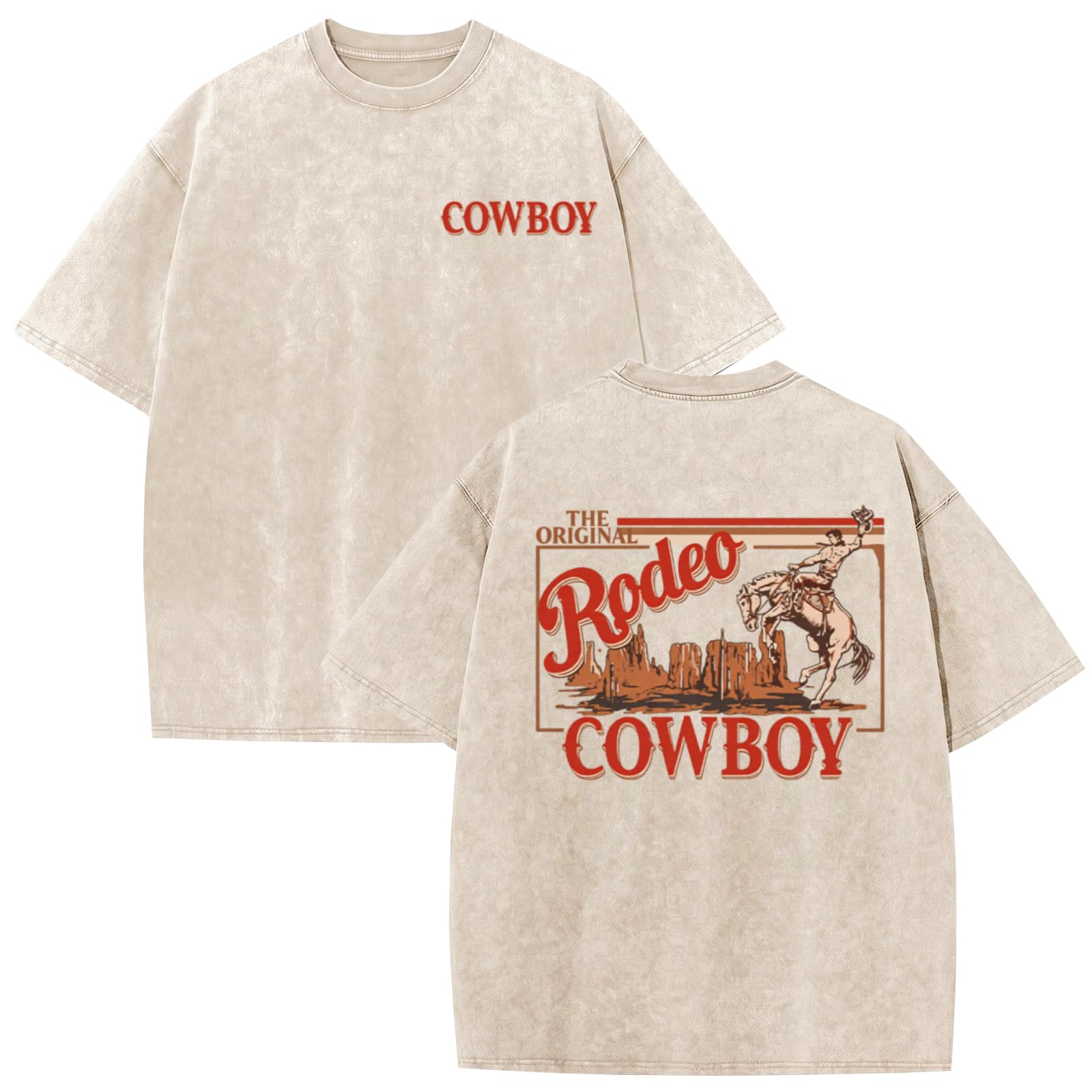 Western Cowboy T Shirts for Men Rodeo Shirt Country Concert Oversized Graphic Tees Vintag…