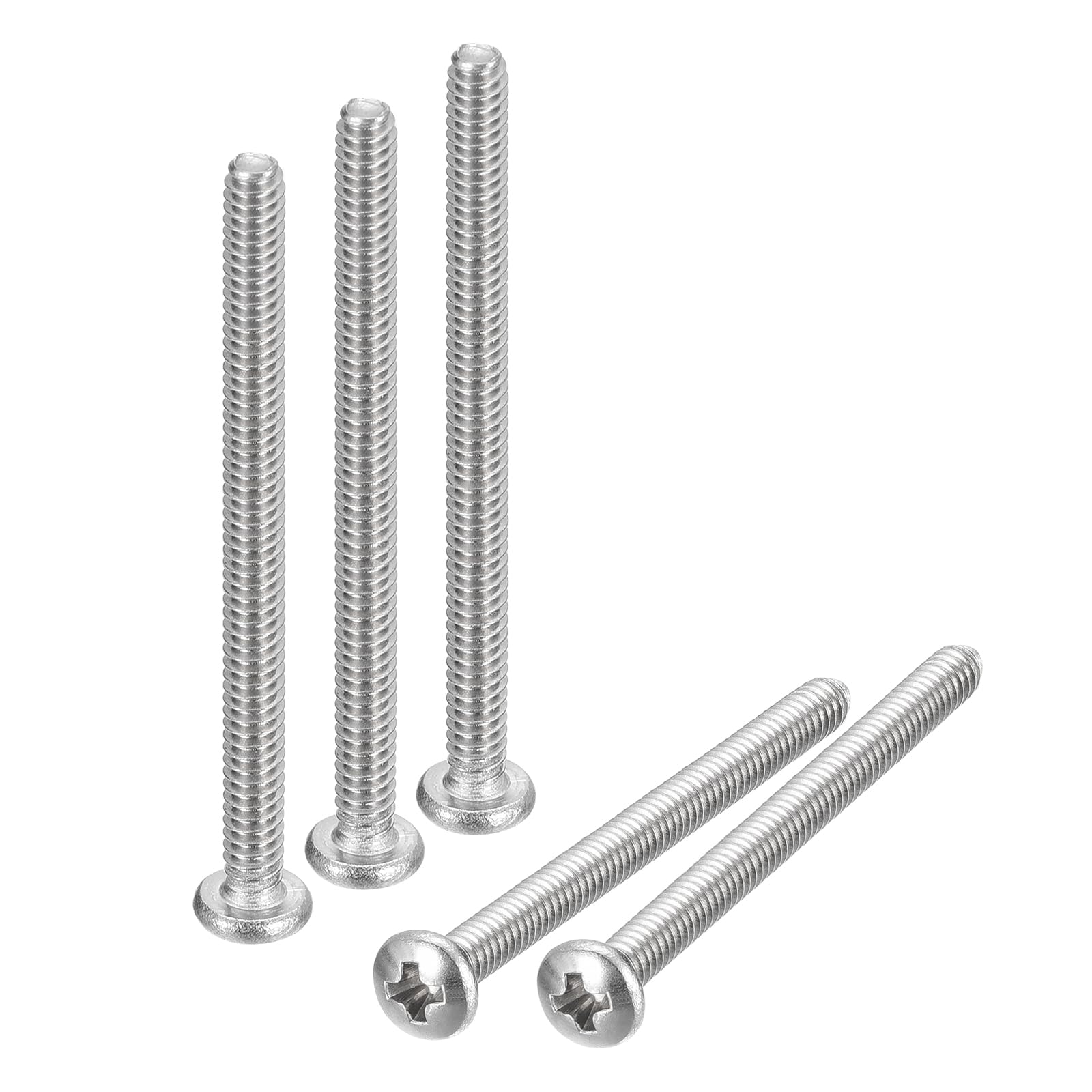 uxcell #4-40x1-1/2 Pan Head Machine Screws, 304 Stainless Steel 18-8 Screw, Phillips Drive, Fully Threaded, Bright Finish, Pack of 100