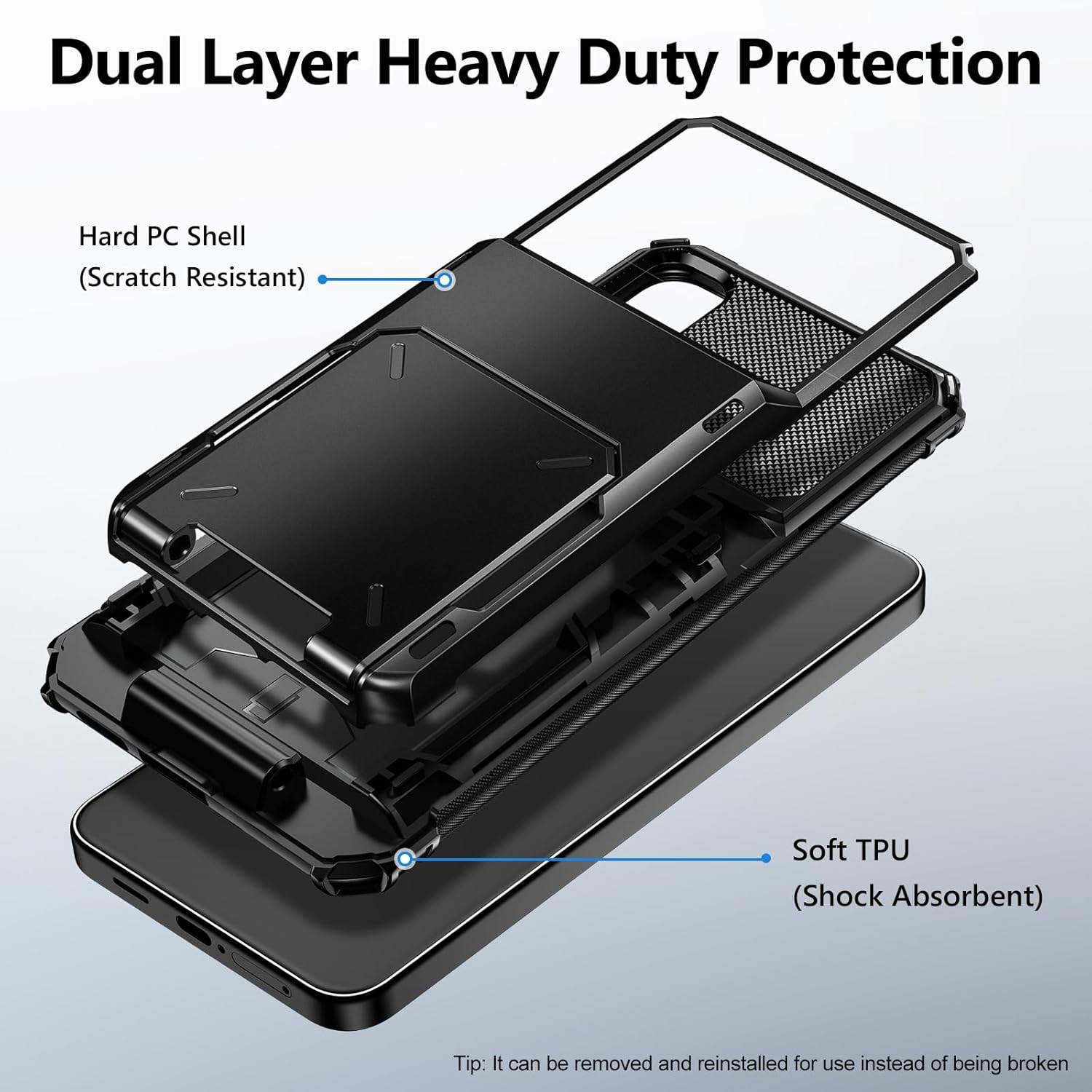 Vofolen for Samsung Galaxy S25 Edge Case Wallet with Card Holder Dual Layer Heavy Duty Shockproof Hidden Flip 4-Card Slots Large Storage Protective Galaxy S25 Edge Wallet Case for Women Men, Black - Image 3