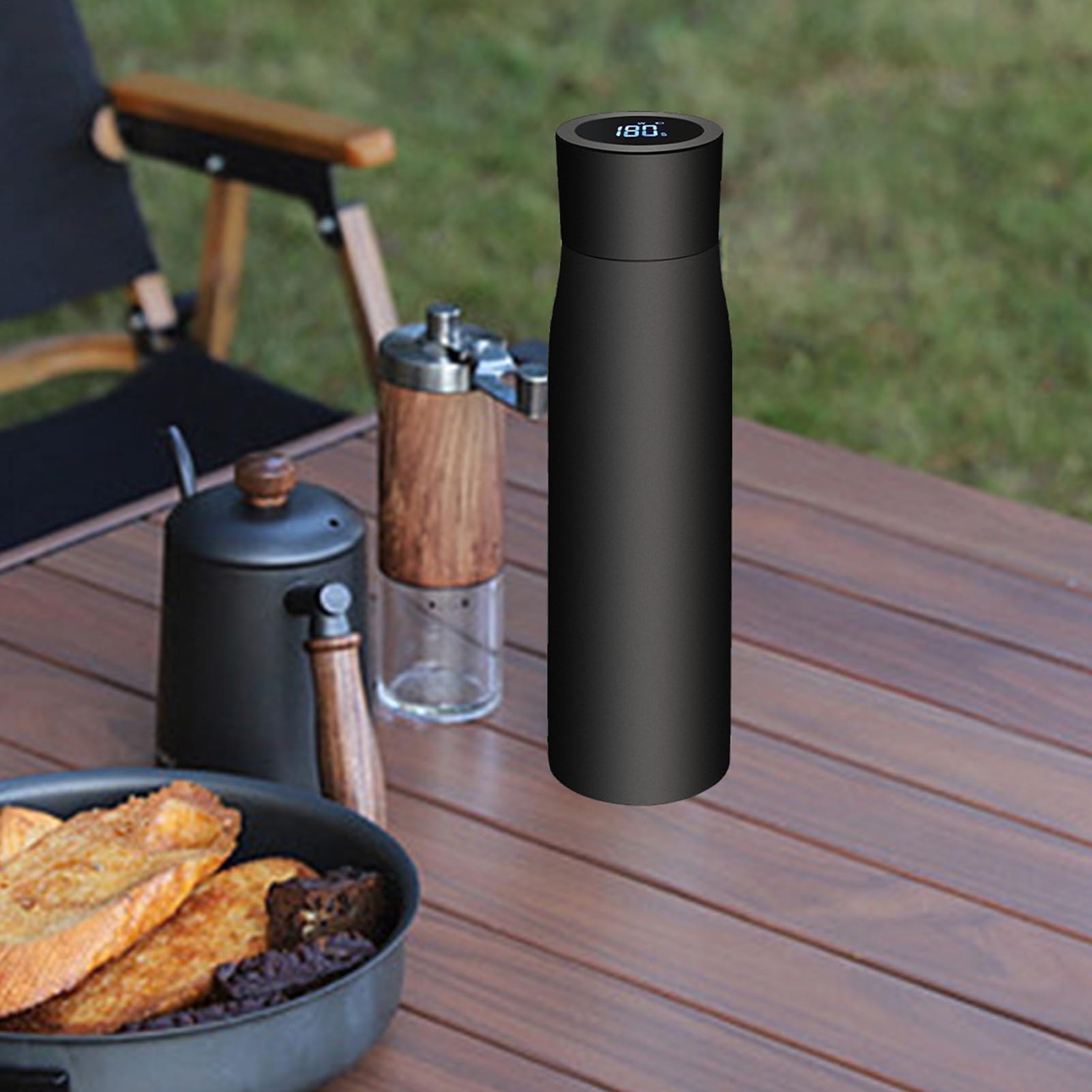 Botella De Agua Inteligente | Botella Térmica LED Con Pantalla De | Temperatura Y Despertador Inteligente - Fondo Antideslizante, Ancha, Aislamiento Al Vacio | Para Viajes, Exterior, Ciclismo,