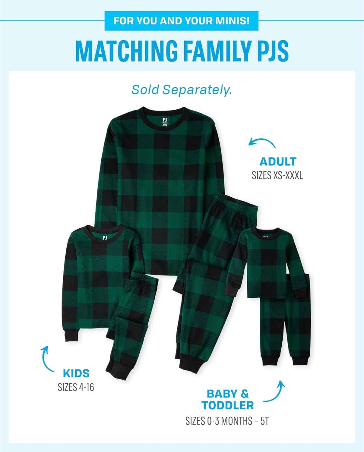 the children's place unisex-baby holiday pajamas, cotton adult 3x-large green/black check