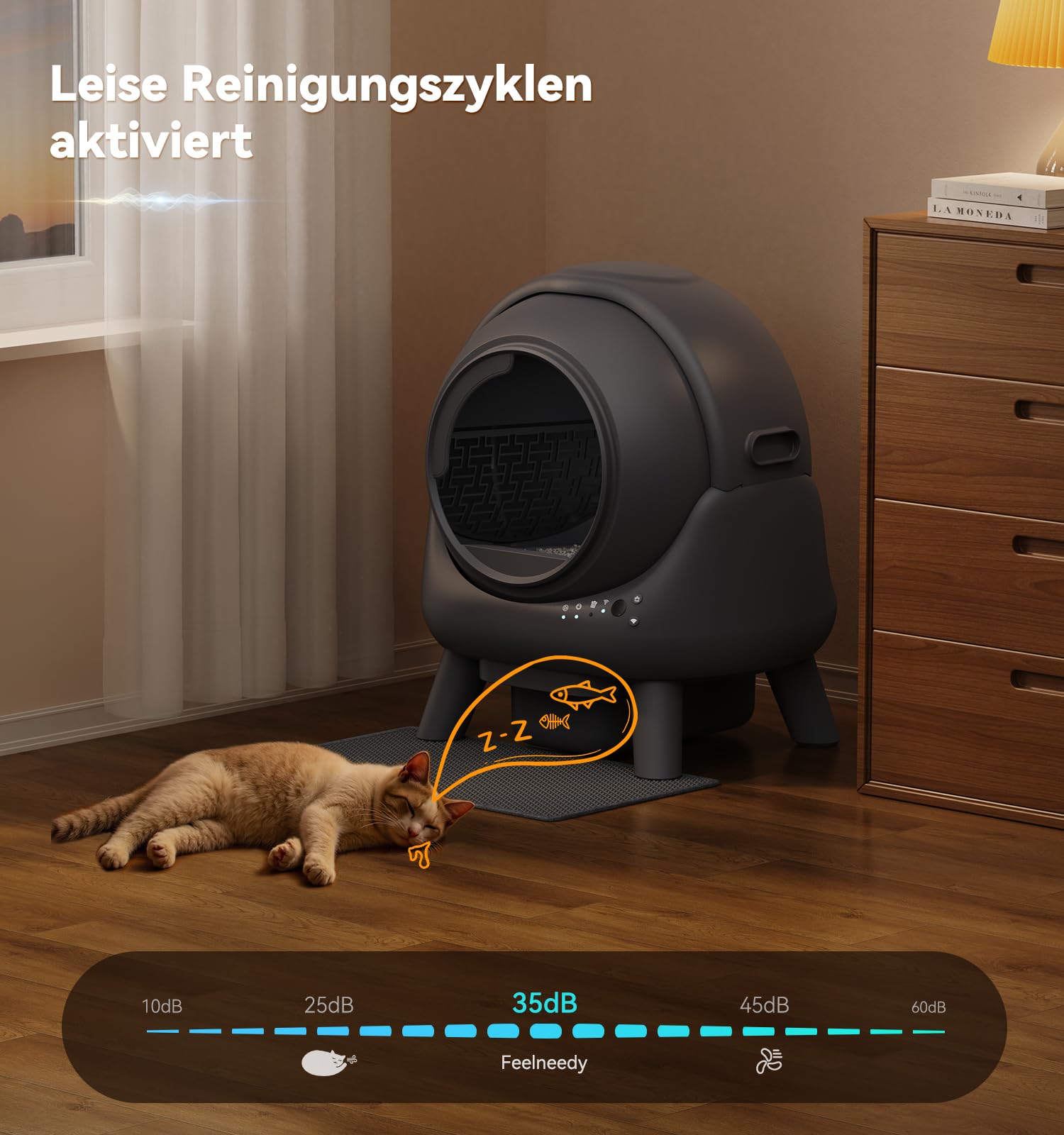 Katzenklo Selbstreinigend FEELNEEDY 65L Elektrische Automatische Katzentoilette, APP-gesteuert, Sicherheitssensoren, Geruchskontrolle, EIN gutes Hilfsmittel für Katzenbesitzer