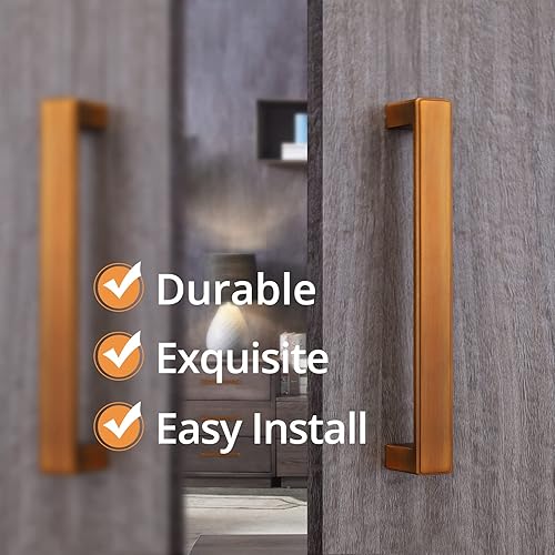 Miniatura 3 de Tenubo Paquete de 2 manijas cuadradas de gabinete de cocina de 6 pulgadas, manijas modernas para cajones, tiradores de cajón de aleación de zinc,