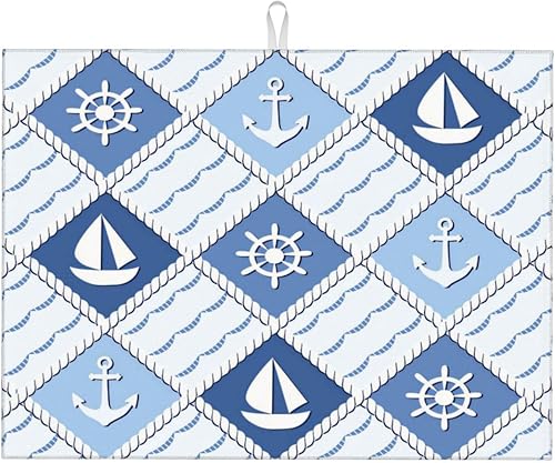 Vista 199 de Tapete de secado de platos de limón de 18 x 24 pulgadas para encimera de cocina, almohadilla absorbente de microfibra para escurrir platos, tapetes