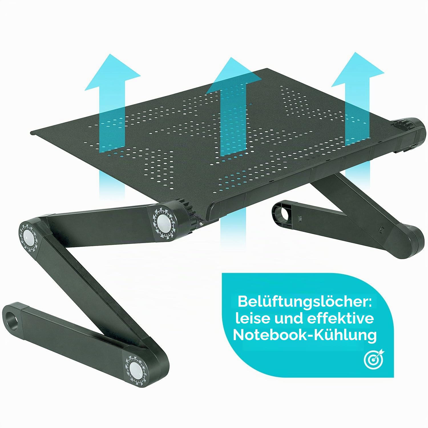 WonderWorker Newton Klappbare Laptoptisch, Einstellbare Höhe, Neigungswinkel und Position, Lüftungsschlitze Verhindern den Hitzestau, Material Aluminium - Tisch äußerst Leicht, Zuverlässig und Stabil
