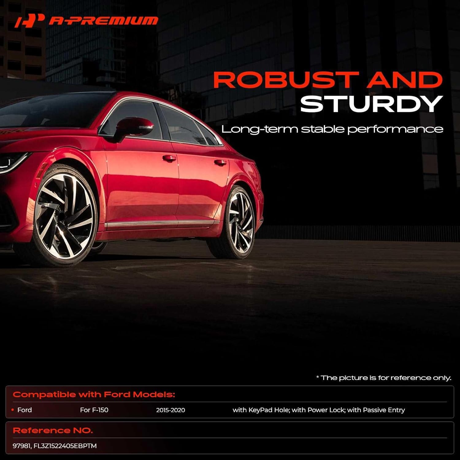 A-Premium Front Left Driver Side Exterior Door Handle Compatible with Ford F-150 F150 2015-2020, with Key Pad Hole, Keyless & Passive Entry, Silver