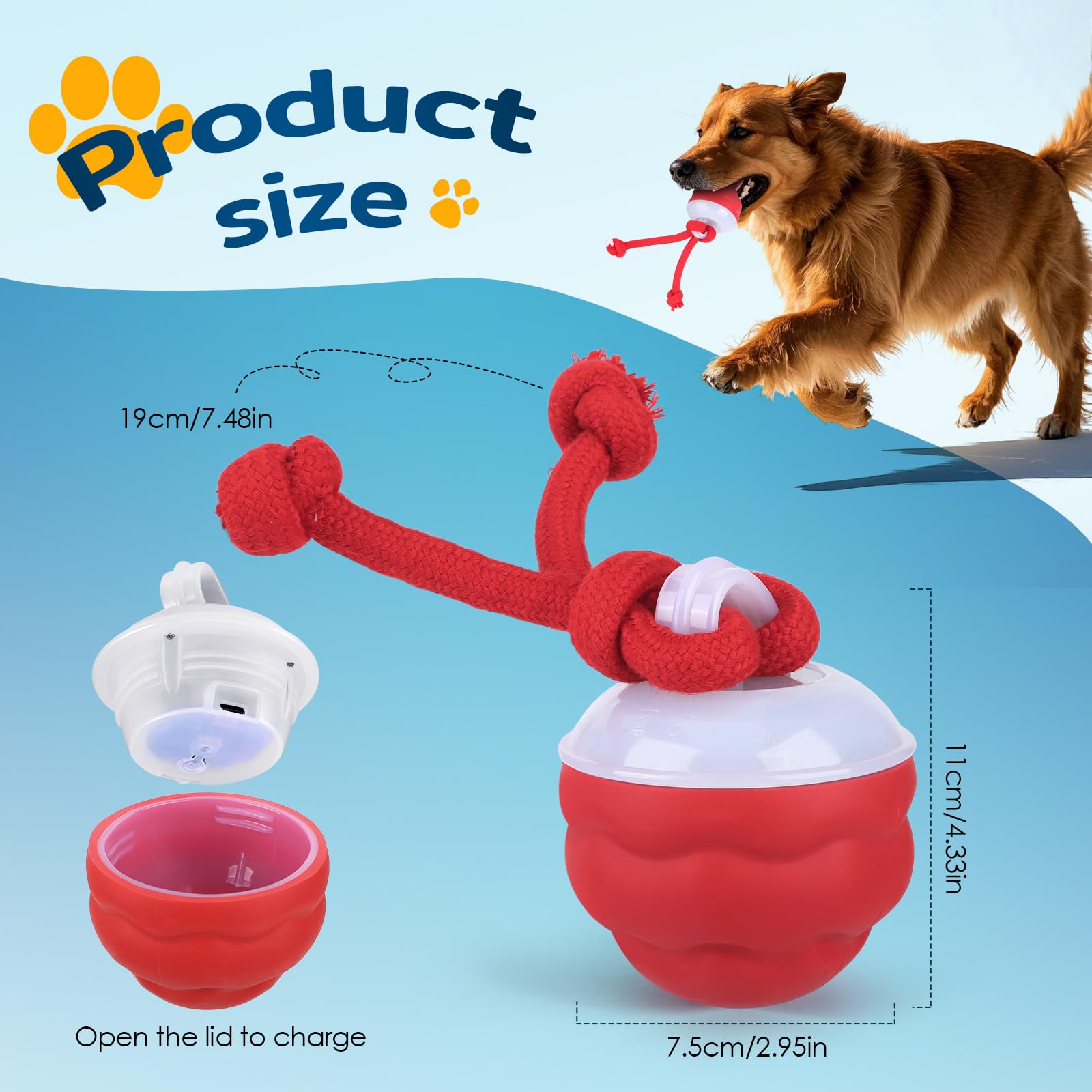 Interactive Dog Ball Toys, USB Rechargeable Automatic Jumping Moving Dog Ball Toy, Touch Activated, 3 Modes - Image 2