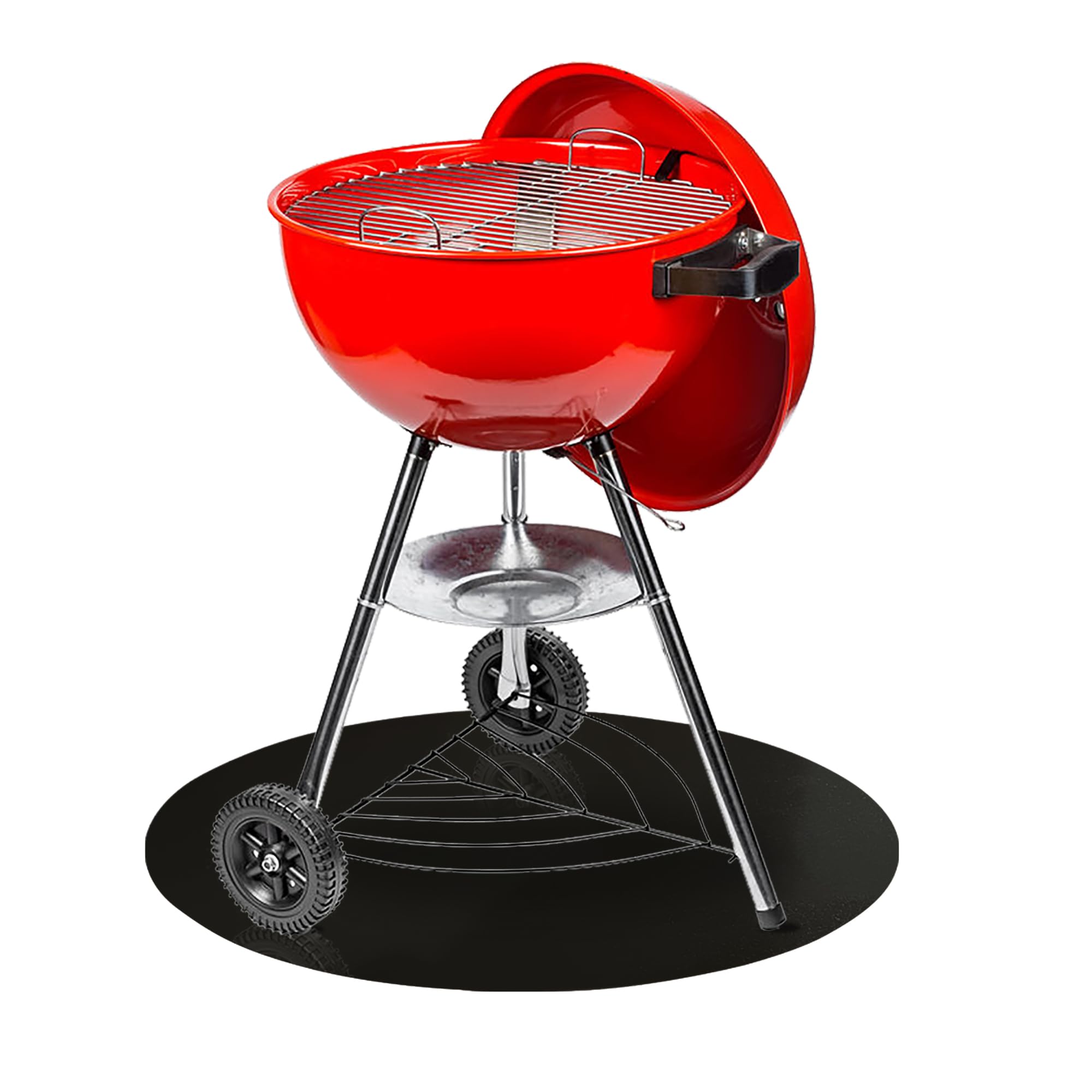 RESILIA Round Under Grill Mat – Heavy Duty, Reusable Outdoor Floor Protector Mats for Deck, Patio, & Garage – Large 36 Inch Diameter, Black, Diamond Plate, Made in The USA