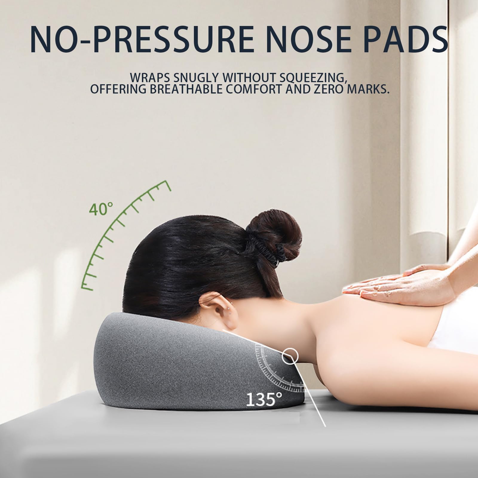 Almohada de Masaje Facial Boca Abajo con Agujero - Reposacabezas en Forma de U con Espuma Viscoelástica - Ideal para Camillas de Masaje, SPA, Salones de Belleza y Uso Doméstico