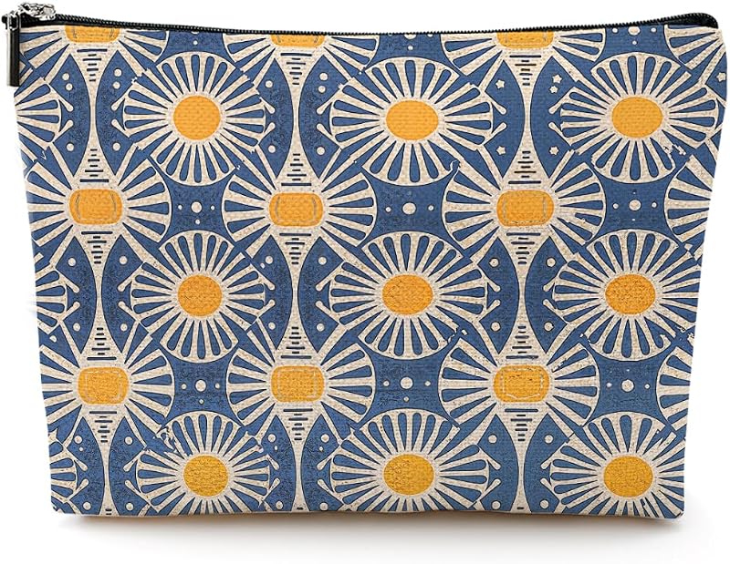 Necessaire de maquiagem CQM com estampa Boho Sunset Leaf, 1 unidade