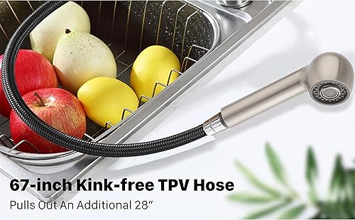 Miniatura 3 de Grifo de lavabo utilitario, grifo de lavadero con rociador extraíble, grifo de plástico ABS, centro de 4 pulgadas, instalación de 3 agujeros, no