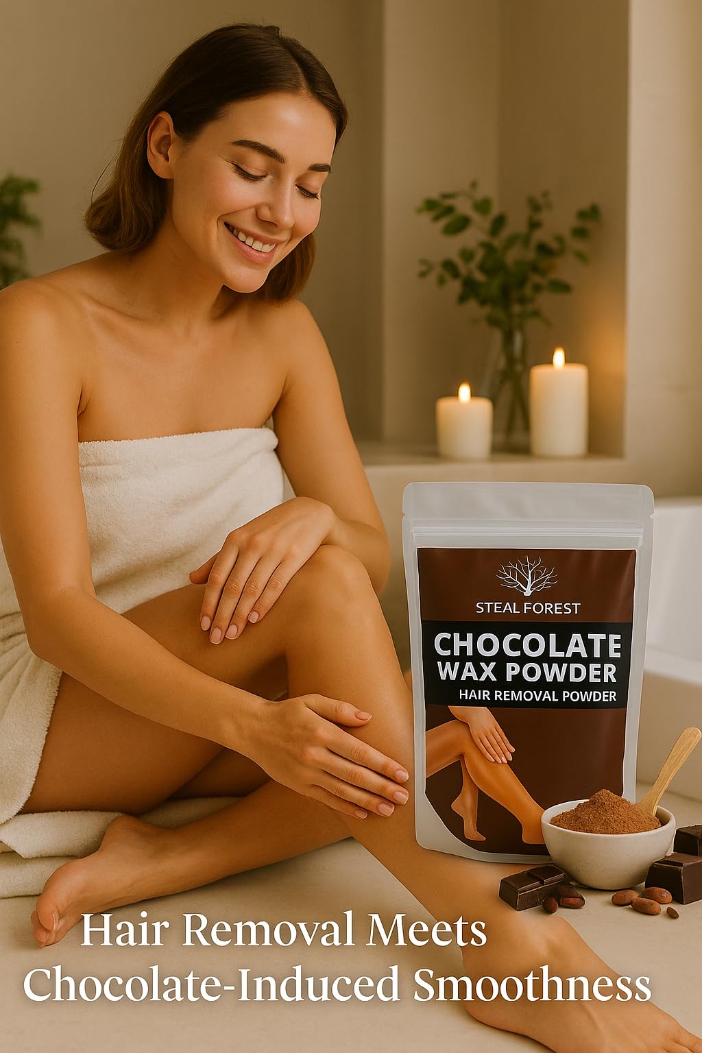 Wax Powder for Women | Herbal Hair Removal Powder for Face, Upper Lips & Chin | Gentle Face Wax for Women & Men | Safe, Natural, Easy-to-Use Waxing Powder - Cotton Cleaning Cloths (chocolate wax, Pack of 1) 3