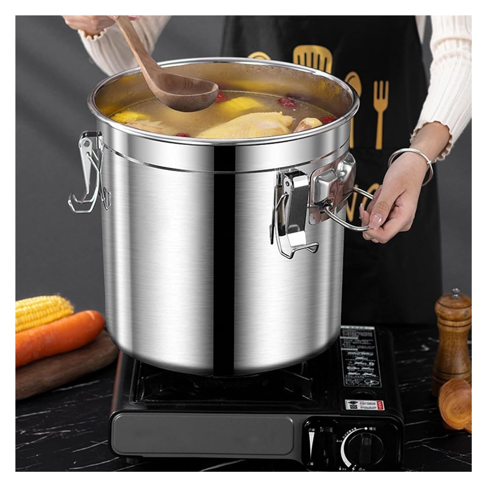 Contenitore ermetico in Acciaio Inox 304 per dispensa da Cucina | Contenitore ermetico in acciaio inossidabile 304 con coperchio sigillante ideale per farina di riso e cereali