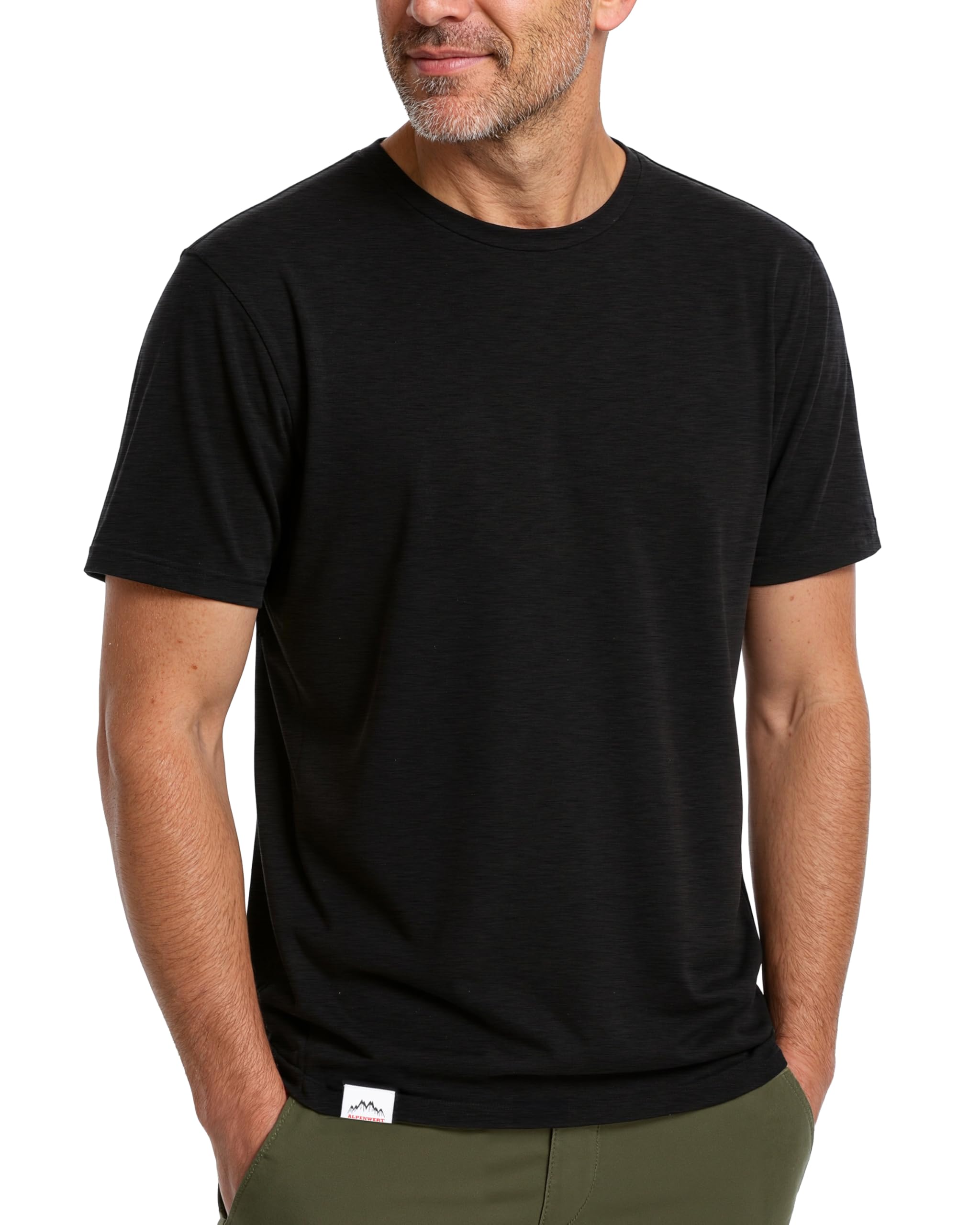 Alpenwert® Merino Shirt Herren – Merino Shirt – 100% Merinowolle, temperatur- und feuchtigkeitsregulierend, nahtlos, geruchsresistent, UV-Schutz, Made in Portugal, Schwarz, XL