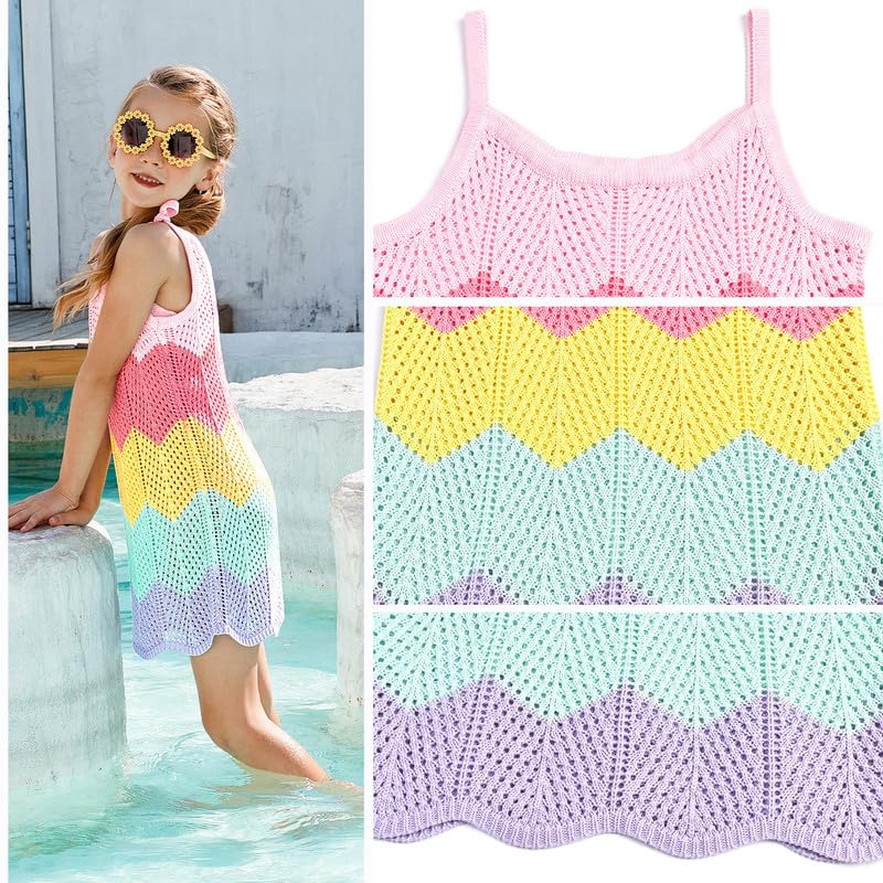 CHILDRENSTAR Strick-Badeanzug für Mädchen, Sommer, Strand, Badeanzug, Cami-Kleid mit Sonnenbrille, für Größe 4–13 Jahre