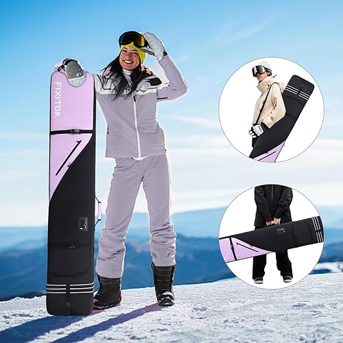 Miniatura 34 de Bolsa de snowboard y esquí para viajes aéreos, bolsa de snowboard acolchada completa, impermeable, para botas, ropa, casco y equipo, bolsa de esquí