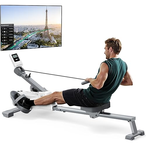 MERACH Foldable Rowing Machines for Home, Magnetic Rowing Machine with 16-Level, Compact Row Saves 20% Space, 350 LBS Load Capacity, Free MERACH App and 1000+ Champion Coaching Course & Games