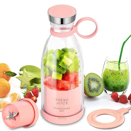 Personal Portable Blender, 350ml USB Rechargeable Smoothie Maker with Stainless